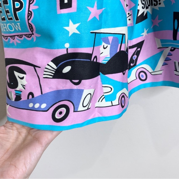 NEW Pinup Girl / Pinup Couture Bella Gathered Swing Skirt (Sz S) Vegas Border - Picture 3 of 7